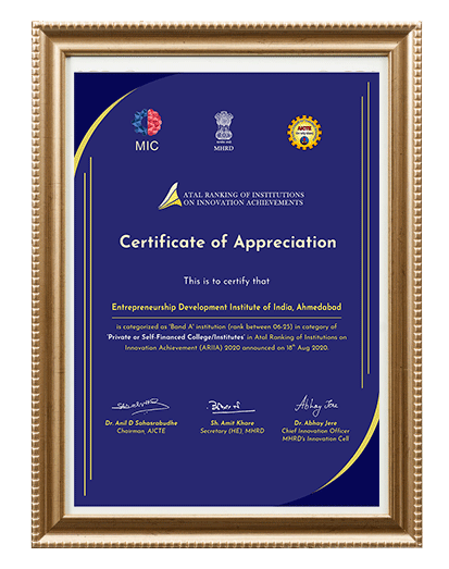 Awards and Recognition – Entrepreneurship Development Institute of India